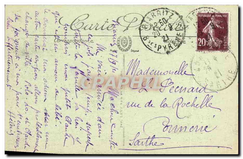 CPA Biarritz Vue Generale de la Plage — Verso