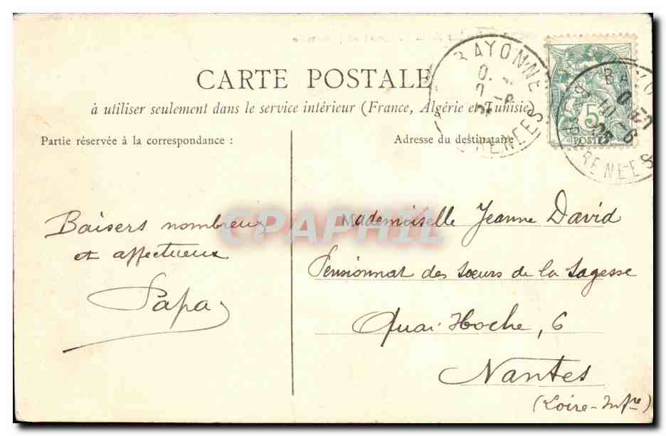 CPA Biarritz Rocher de la Vierge et Sa Passerelle — Verso
