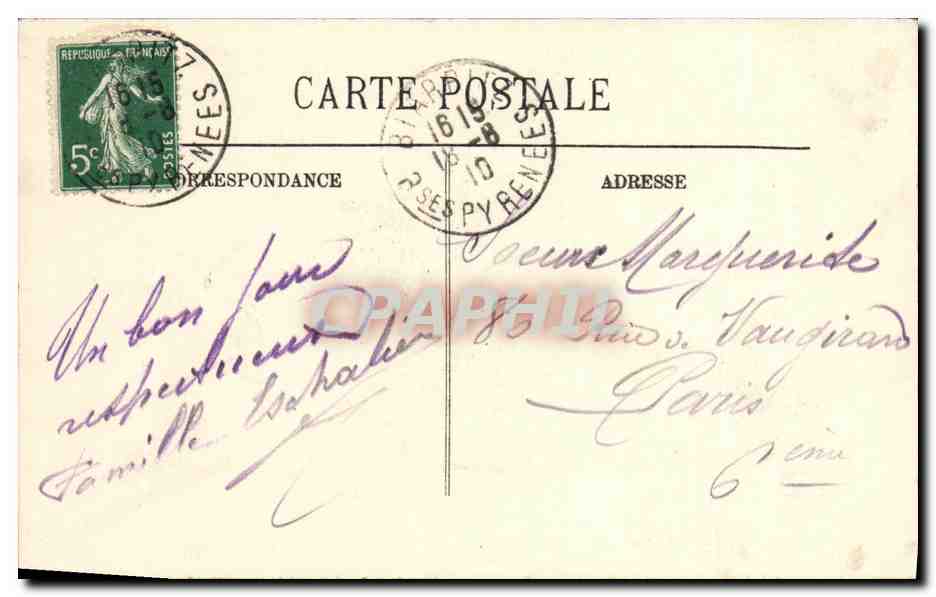 CPA Biarritz Le Rocher De La Vierge  — Verso