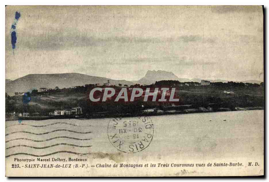 Saint-Jean-de-Luz (B.-P.) — Catena delle Montagne e le Tre Corone viste da Sainte-Barbe — Fototipia Marcel Delboy, Bordeaux, n°225