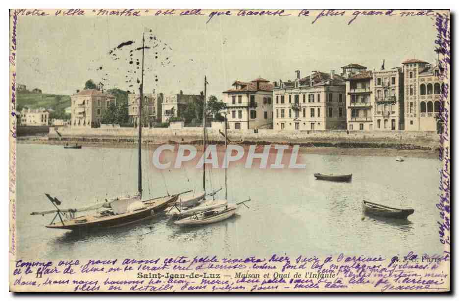 CPA Saint Jean De Luz Maison et Quai De L Infante Bateau