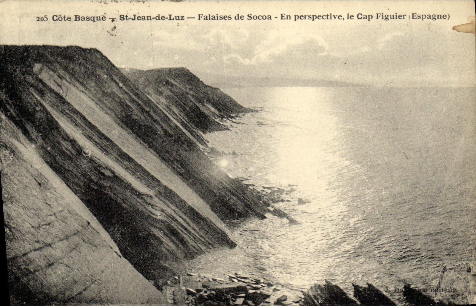 Costa Basca — St-Jean-de-Luz — Scogliere di Socoa — In prospettiva, il Capo Figuier (Spagna) — J. Darras, editore
