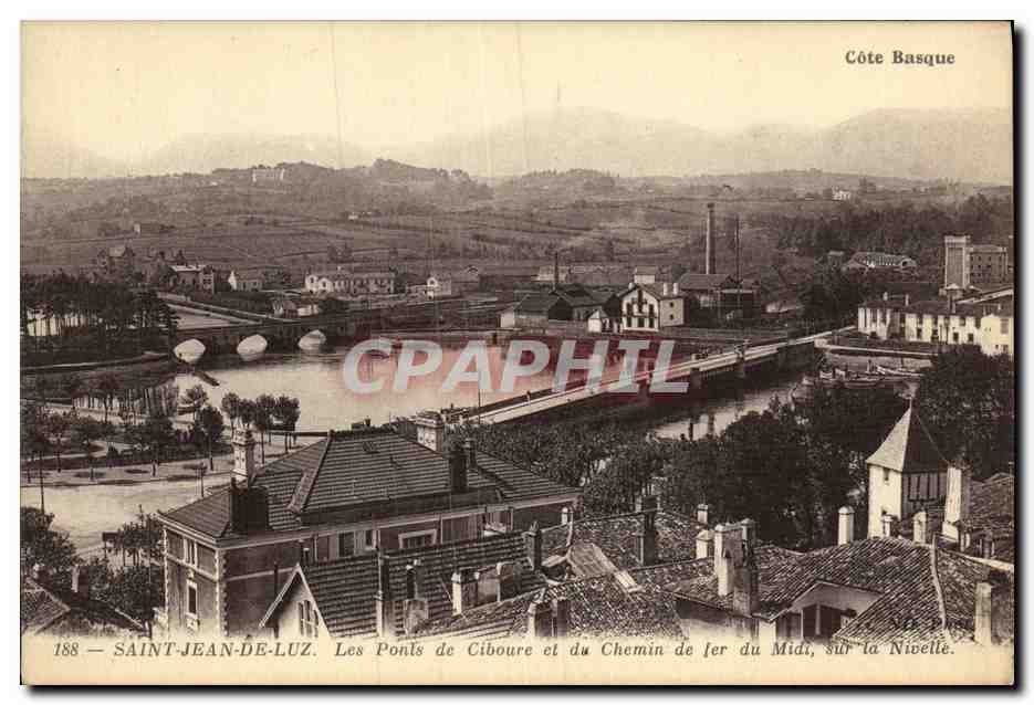 CPA Saint Jean De Luz Les Ponts de Ciboure du Chemin de fer Du Midi sur la Nivelle 