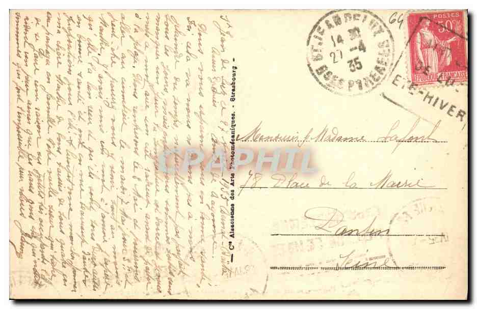 St-Jean de Luz - Les Falaises vers la Pointe Ste-Barbe — Éditeur CPA, n° 58 — Verso