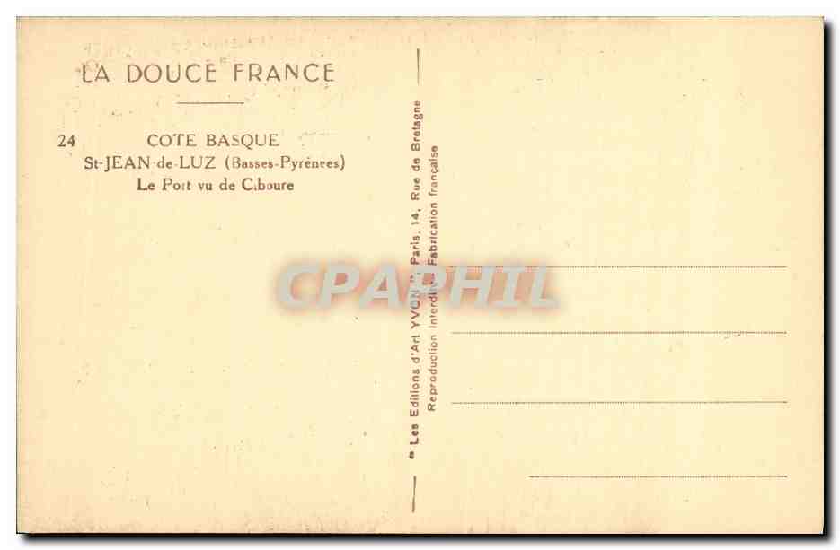 St-Jean-de-Luz — Le Port vu de Cboure — Les Éditions d'Art Yvon, Paris — Verso