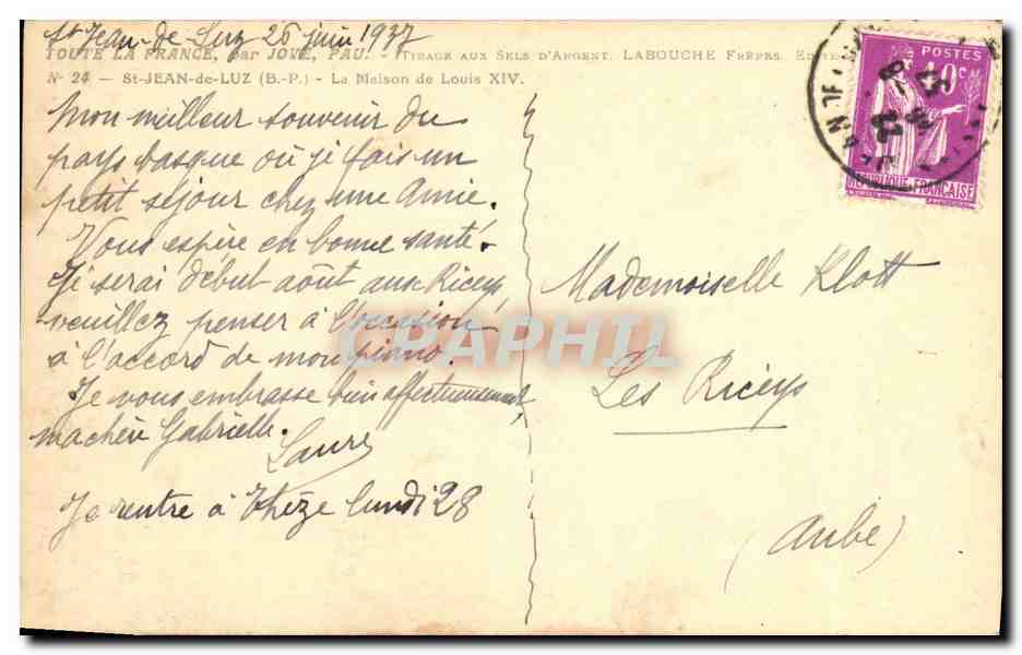 CPA Saint Jean De Luz La Maison De Louis XIV Cafe suisse — Verso