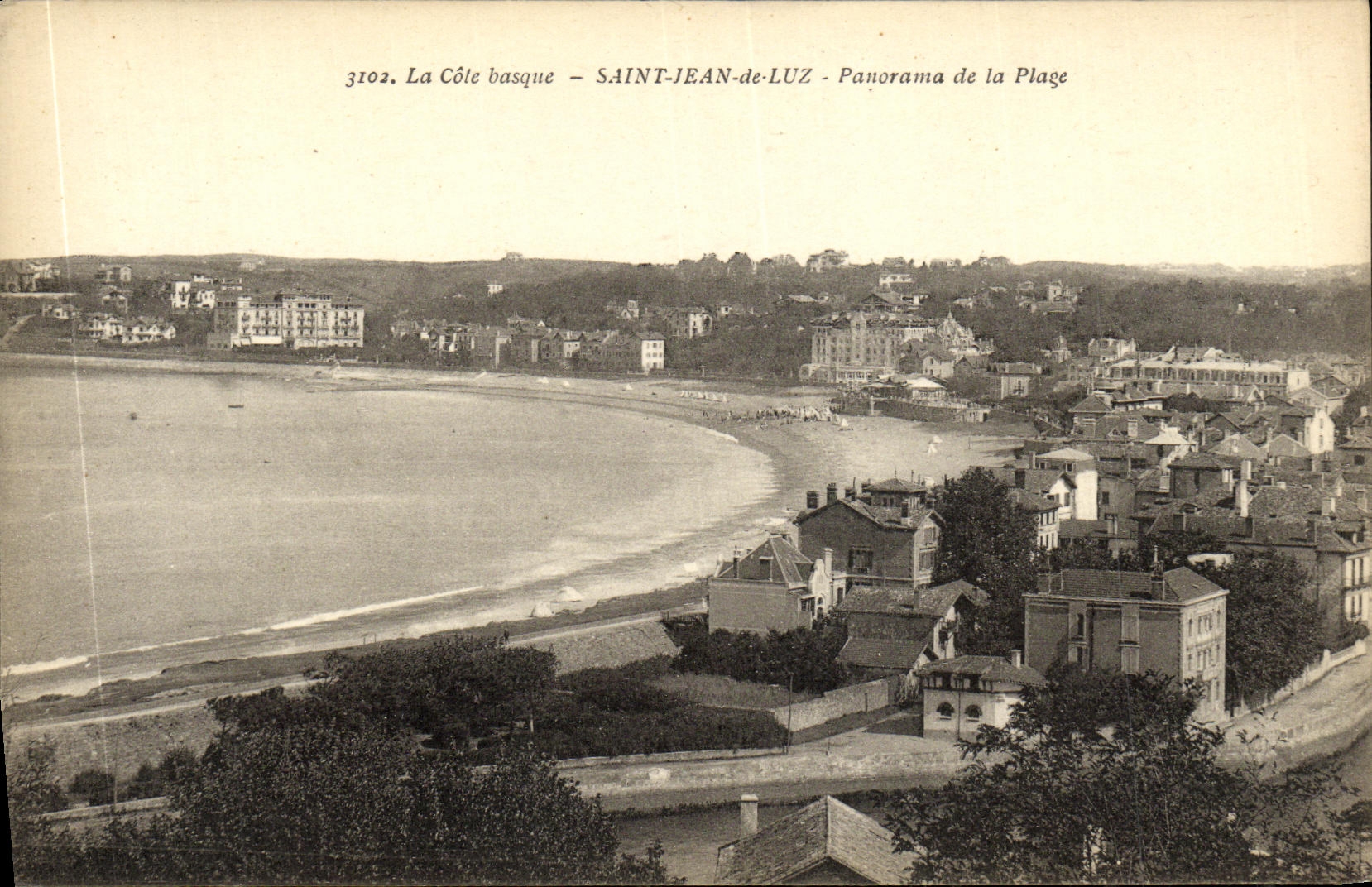Saint-Jean-de-Luz — Panorama della Spiaggia — La Côte basque — n° 3102