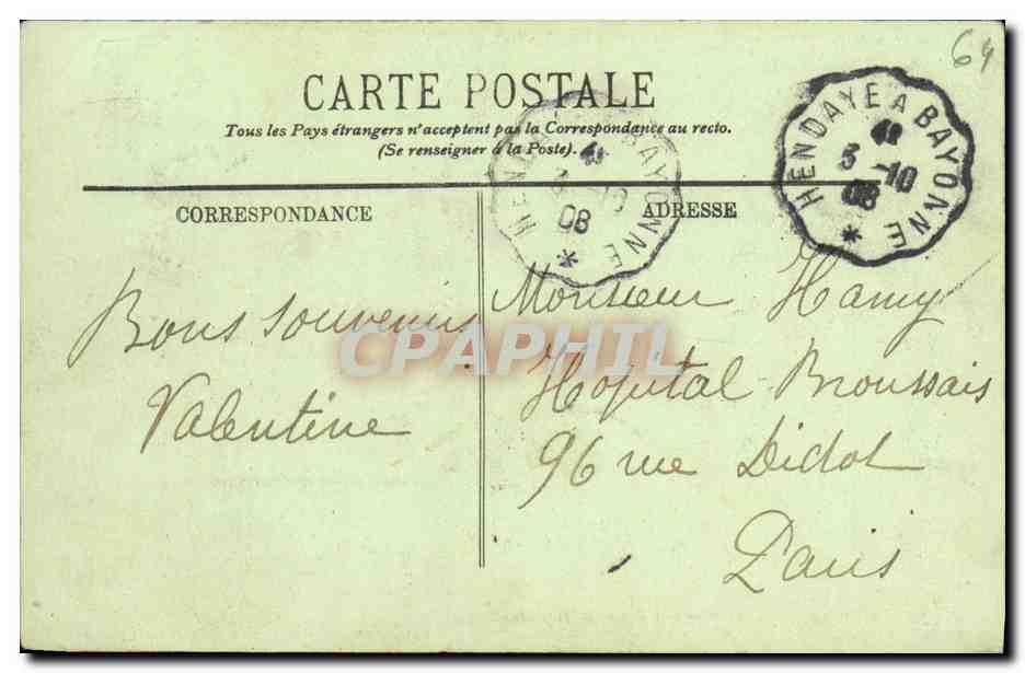 CPA Hendaye Le Pont Et L Entree de la Ville Pharmacie Farmacia — Rückseite