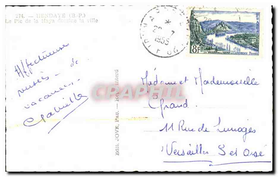 Le Pic de la Haye dominant la ville — Hendaye (B.P.) — éditeur non visible — Verso