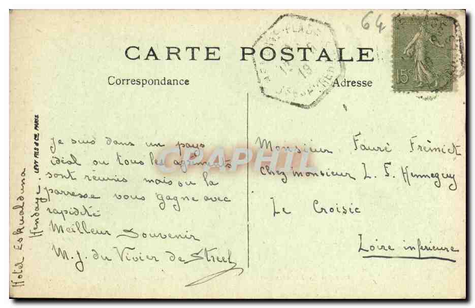 CPA Hendaye Vue Sur La Bidassoa et Le Jaisquibel  — Rückseite