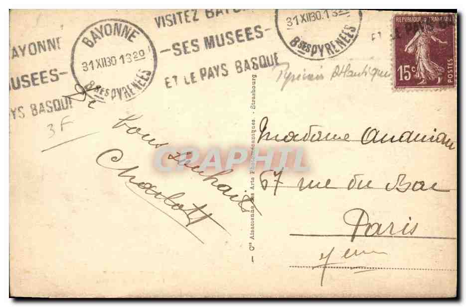 CPA Bayonne Le Chateau Vieux — Rückseite