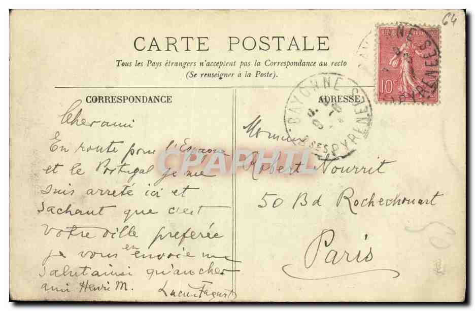 Bayonne — La Jonction de la Nive et de l'Adour — LL. n°17 — Verso