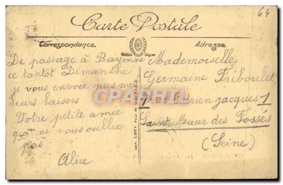 Bayonne — Vue Générale prise de la Citadelle — LL. — Rückseite