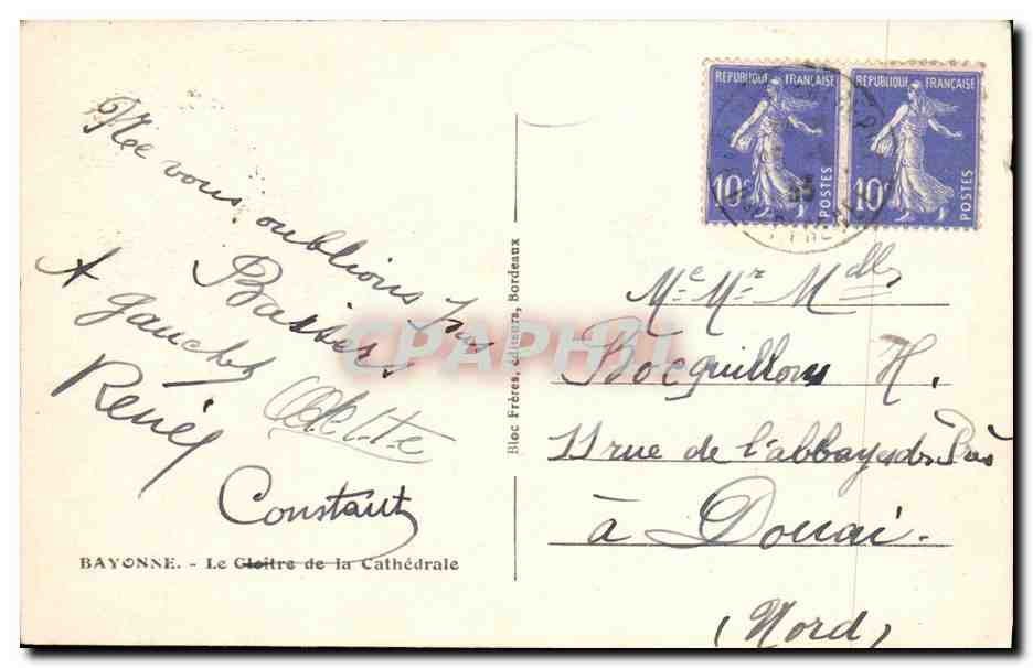 CPA Bayonne Le Cloitre de la Cathedrale  — Verso