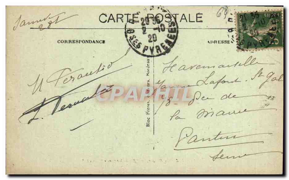 CPA Biarritz Effet De Vagues  — Verso