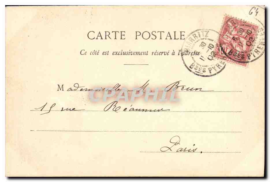 CPA Biarritz La Loge Du Theatre Pres Du Rochers De La Vierge — Rückseite