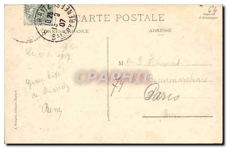 CPA Biarritz Rocher de la Vierge  — Verso