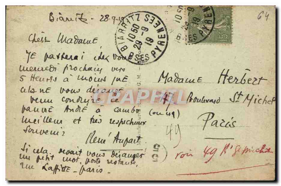 CPA Biarritz La Plage Et Le Phare  — Verso