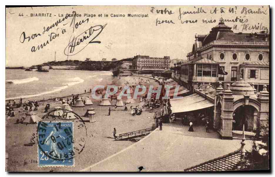 CPA Biarritz La Grande Plage Et Le Casino Municipal 