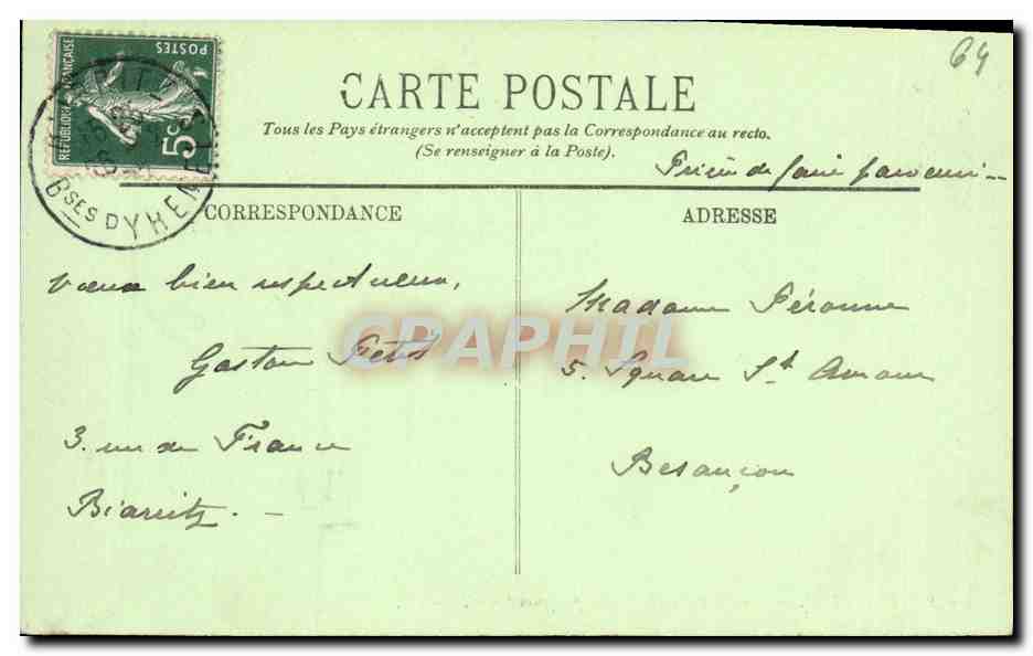 CPA Biarritz Au Rocher de la Vierge Par Gros Temps  — Verso