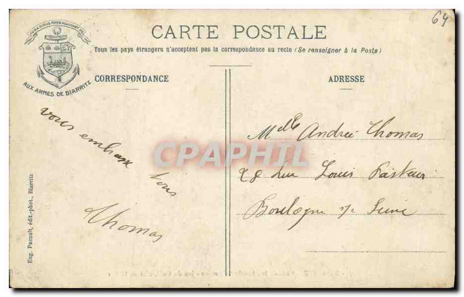 CPA Biarritz Cote de la Chambre d Amour Jeu Du Golf cote de la mer — Verso