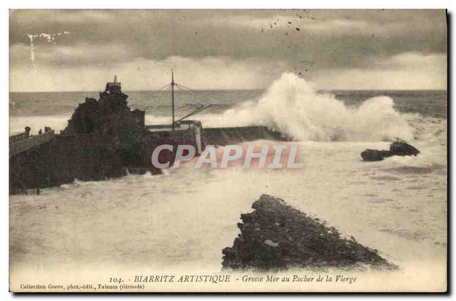 CPA Biarritz Artistique Grosse Mer Au Rocher De La Vierge 