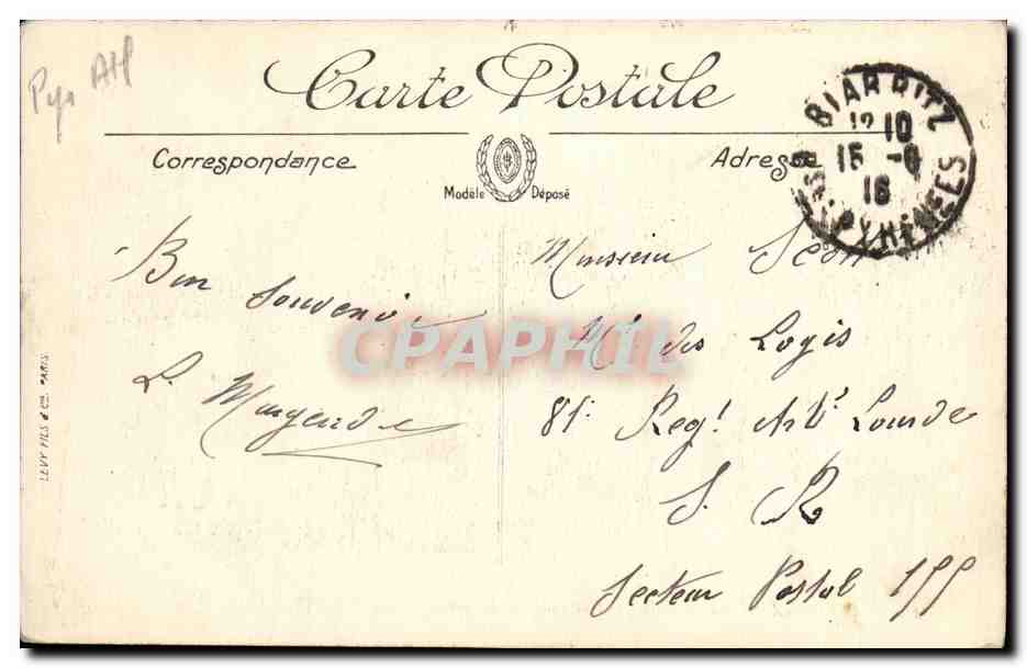 CPA Biarritz La Villa Belza et La Cote des Basques  — Verso