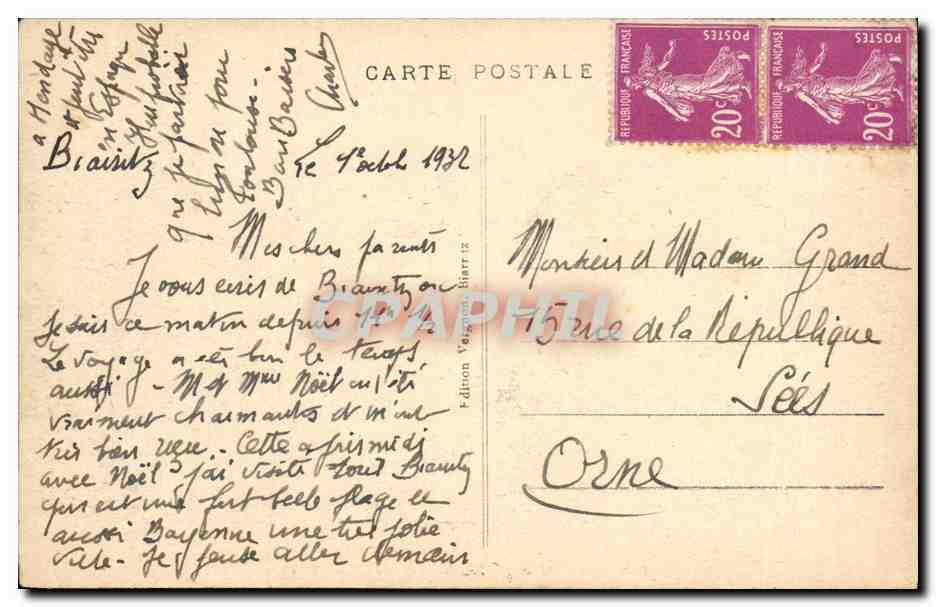 CPA Biarritz La Rocher de la Vierge — Verso