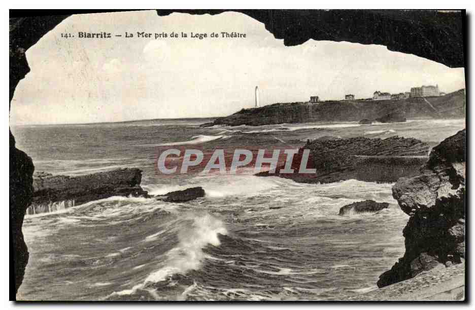 CPA Biarritz La Mer Pris de la Loge de Theatre 