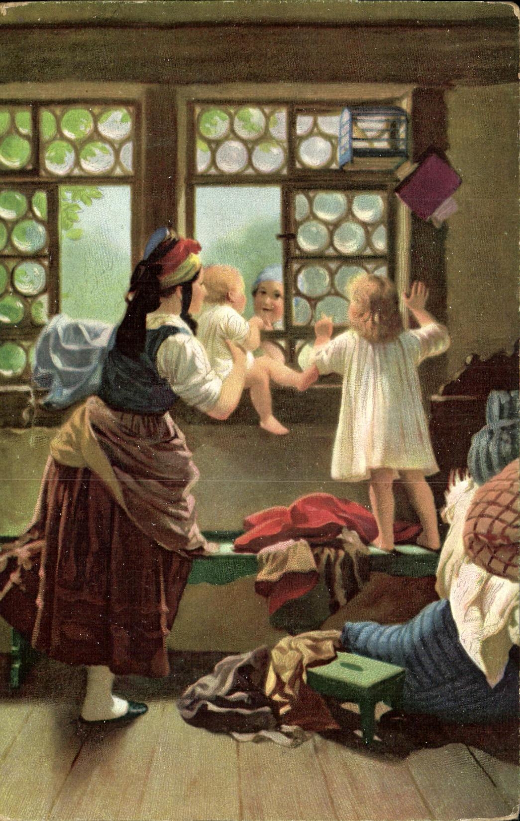 CPA Femme Enfant Eduard Meyerheim Danzig