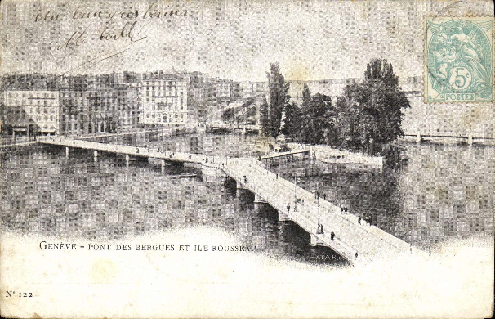 CPA Geneve Pont Des Bergues Et Ile Rousseau 