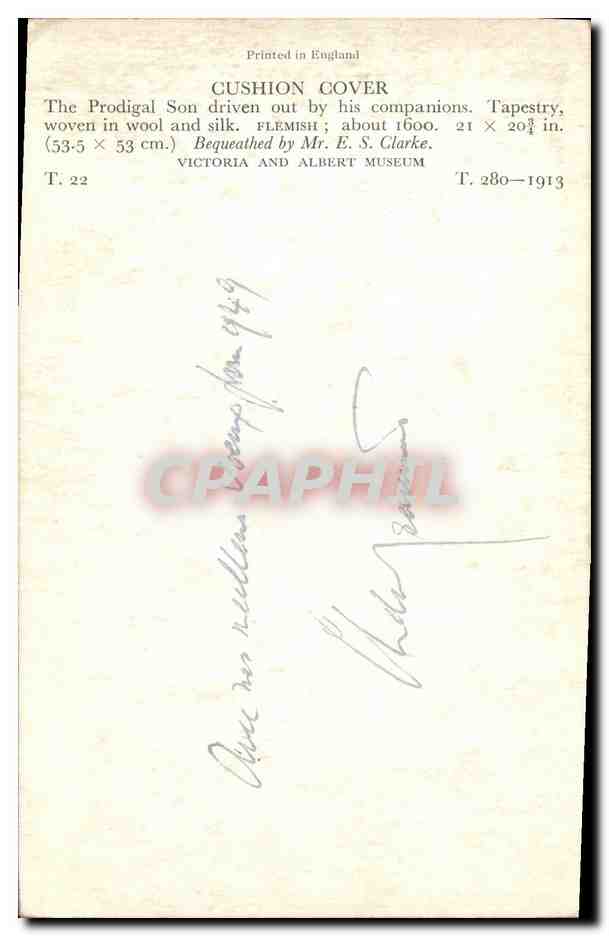 CPA Le filsprodigue Victoria and Albert Museum — Verso