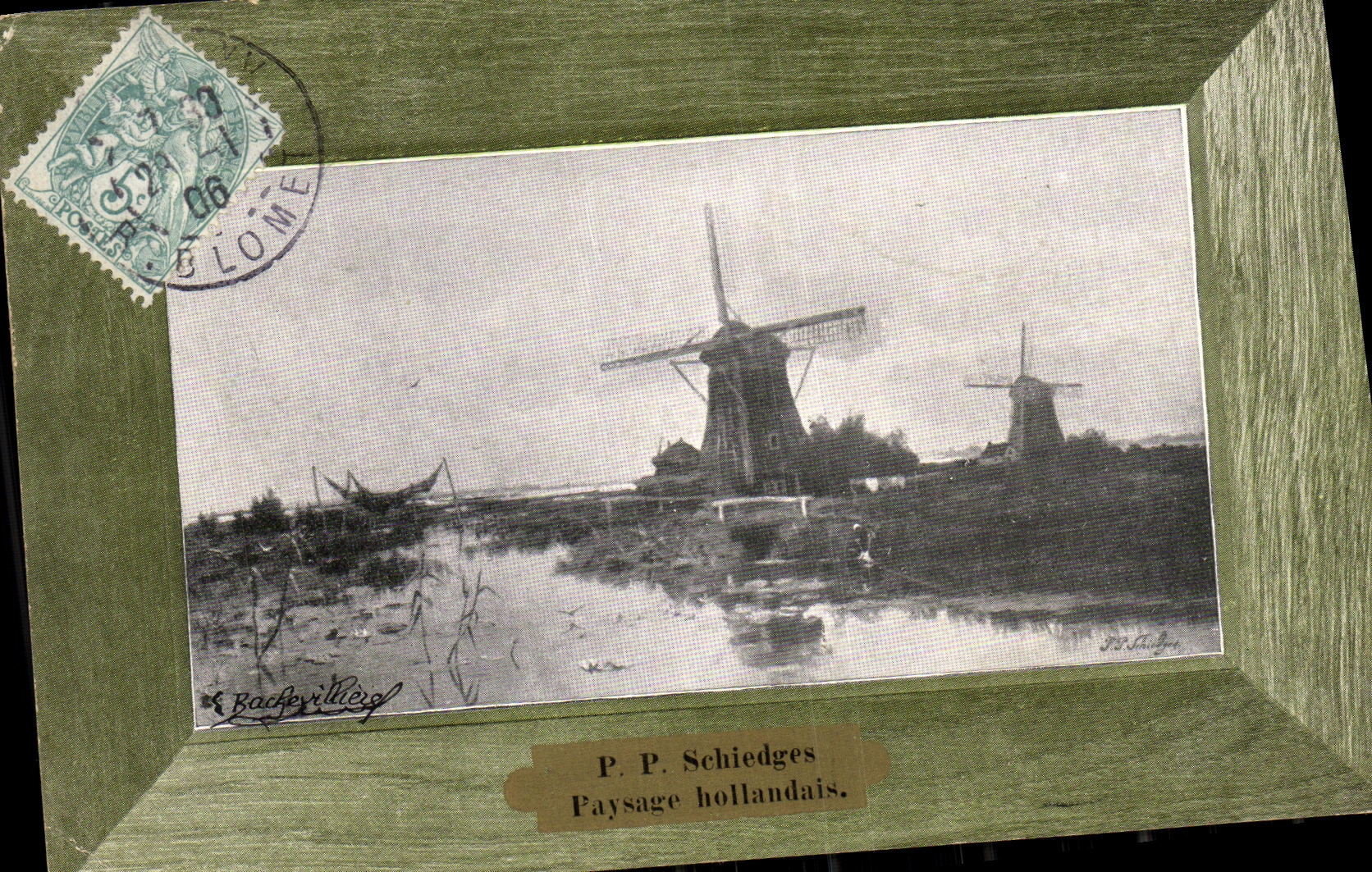 CPA P P Schiedges Paysage Hollandais Moulin