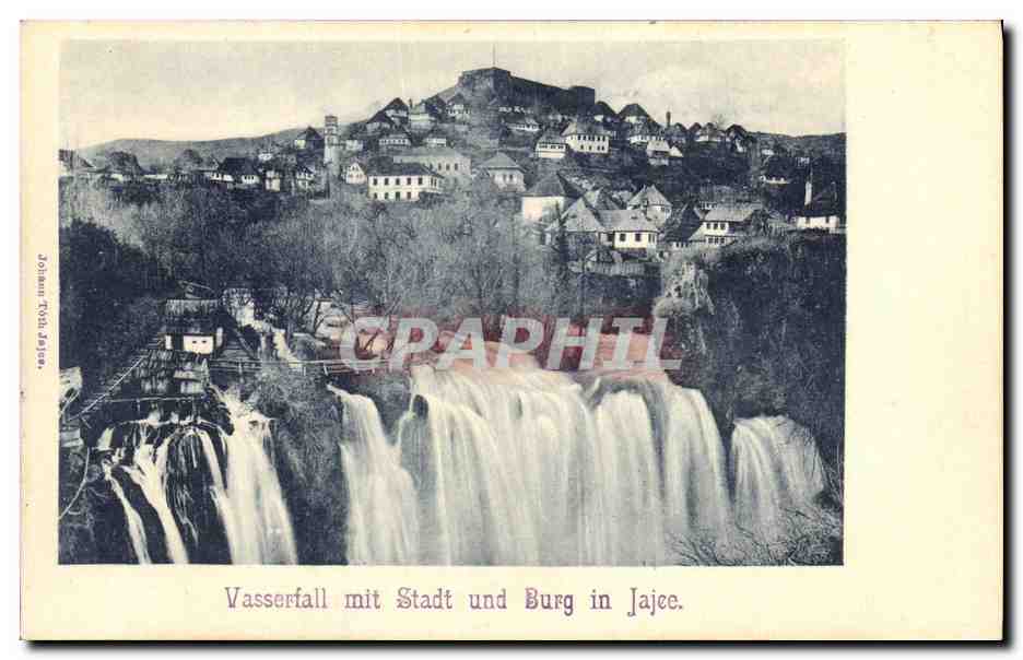 CPA Vasserfall Mit Stadt und Burg in Jajce Croatie