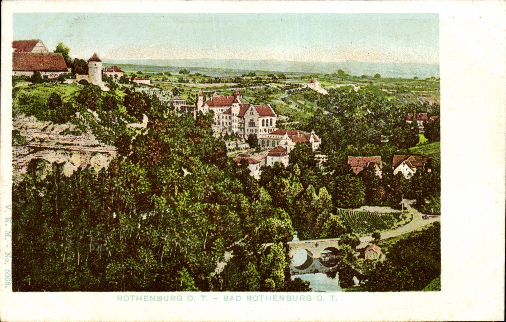 Bad Rothenburg o.T. — Vue panoramique du château et du village — V.K.M. No. 5008