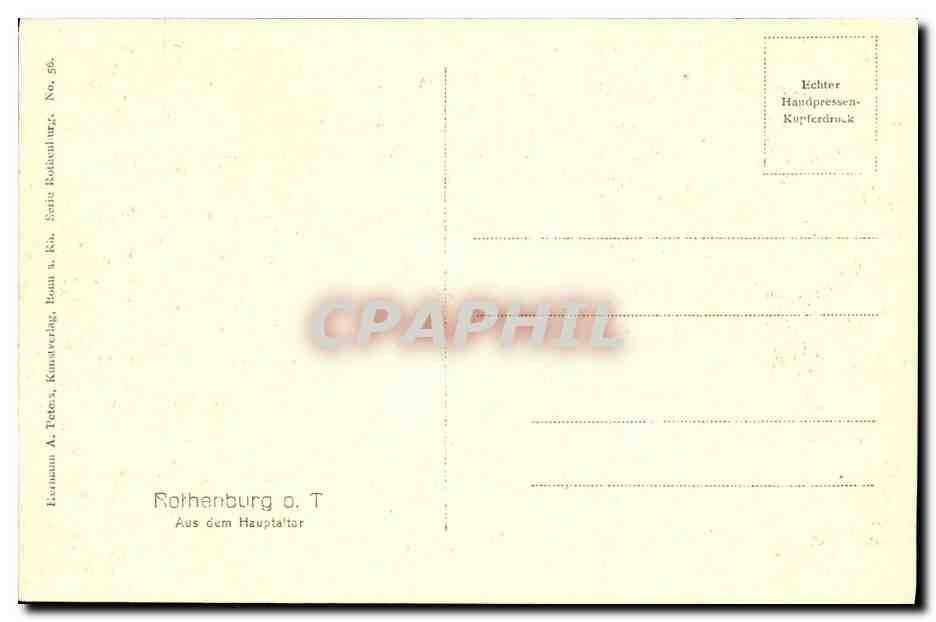CPA Rothenburg Aus dem Hauptaltar — Rückseite