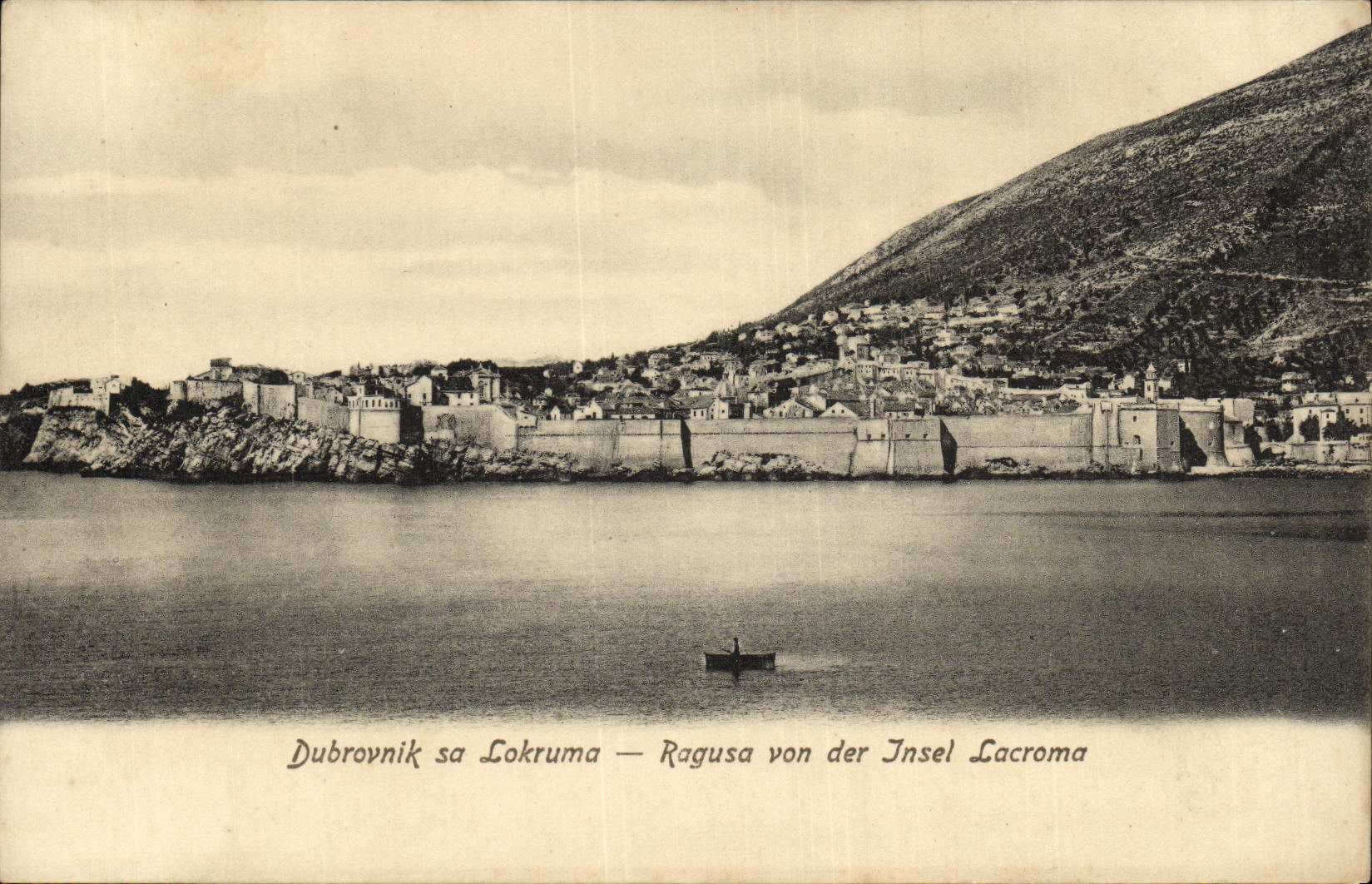 Dubrovnik sa Lokruma — vue de la ville et de l'île Lokrum — éditeur Phot. u. Verlag J. Kulina, Ragusa