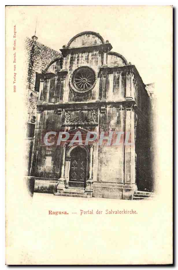 Ragusa — Portal der Salvatorkirche — Verlag von Bernh. Weise, Ragusa