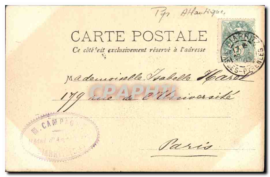 CPA Biarritz Mouette Planant pres des Rochers — Verso
