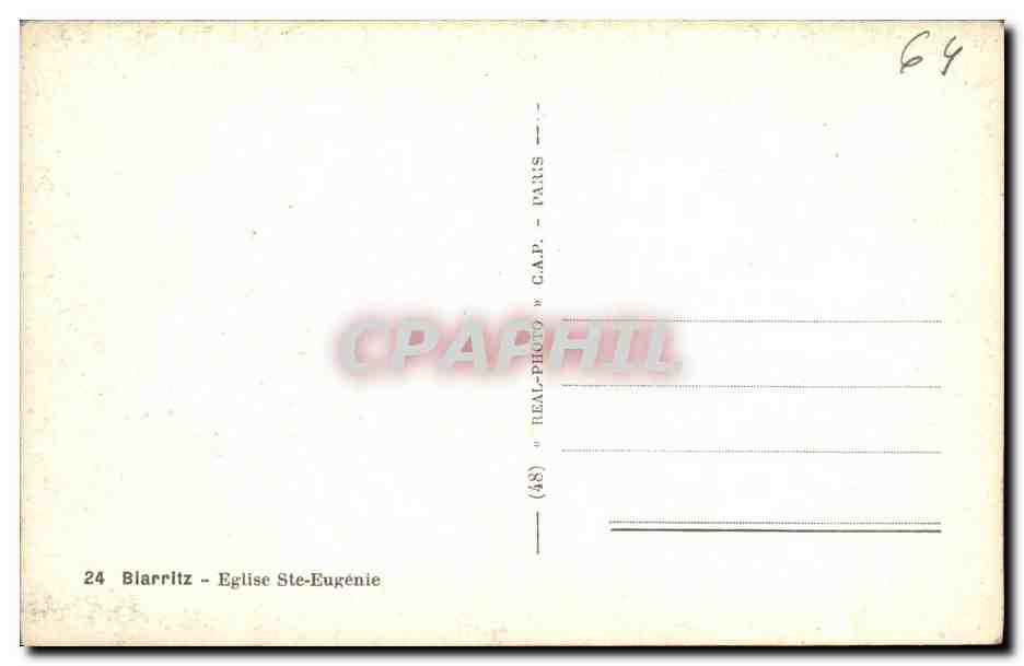 CPA Biarritz Eglise Ste Eugenie — Verso