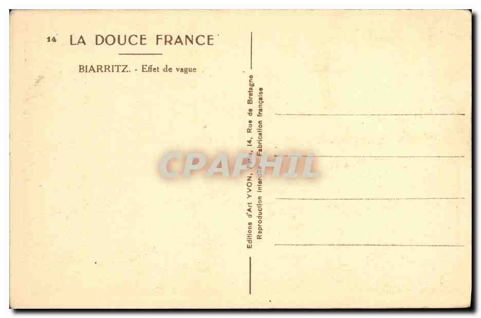 CPA Biarritz Effet de Vague — Verso