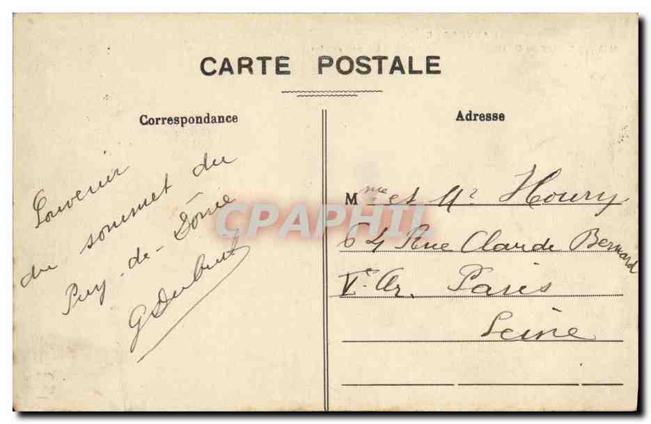 Le Puy-de-Dôme (1.640 m d'altitude) — L'Observatoire — éditeur inconnu, n° 1145 — Rückseite