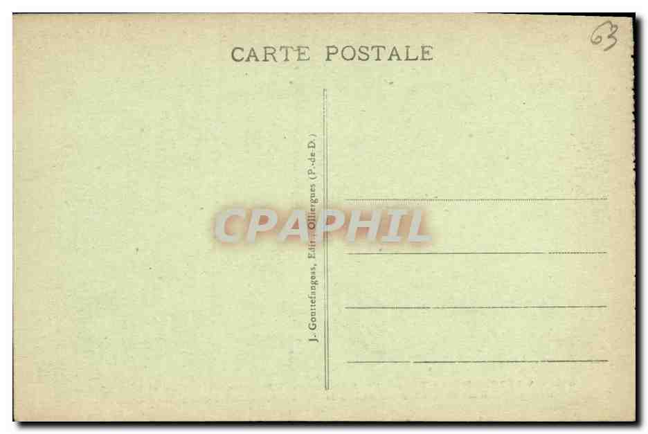 CPA Route Thermale d Auvergne Roches Tuilliere et Sanadoire Bifurcation de la Route Du Mont Dore A Clermont Ferrand  — Rückseite