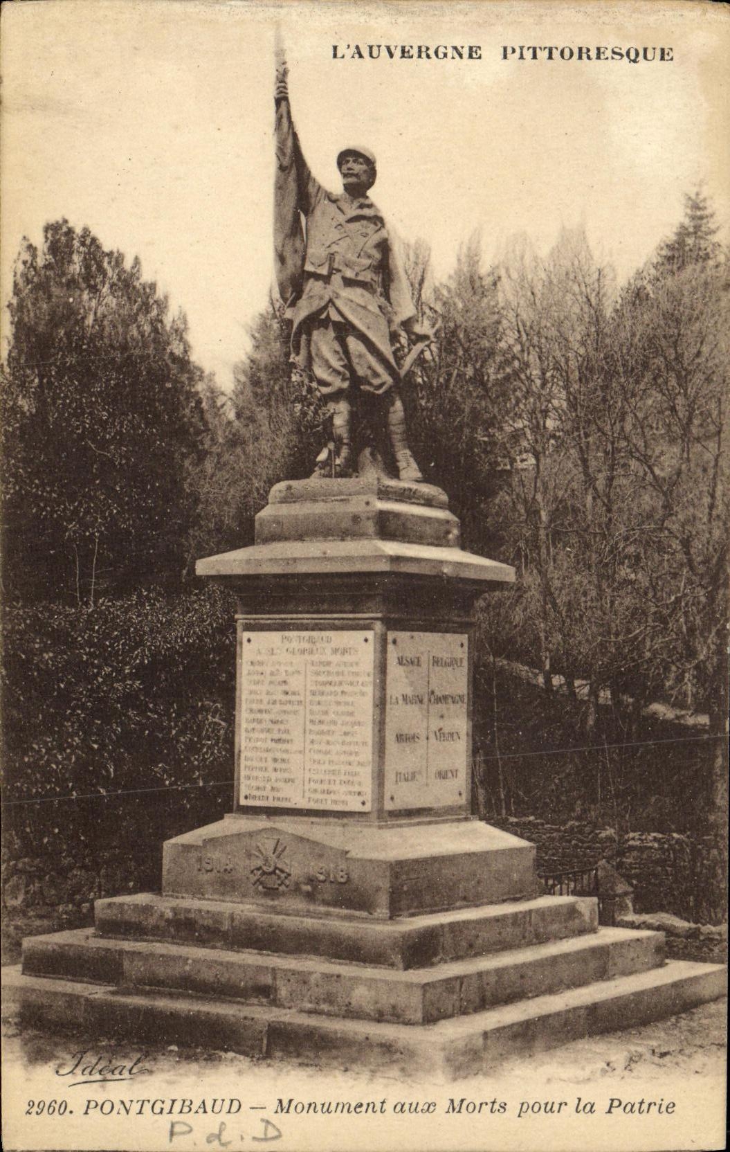 Antike Ansichtskarte Gedenkstein für das Vaterland Militaria, Pontgibaud