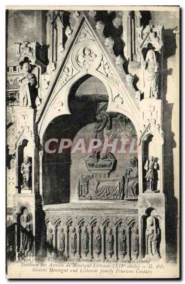 Billem — Intérieur de l'Église Saint-Cerneuf — Tombeau des Ayrelin de Montegut-Listenois (XIVe siècle)