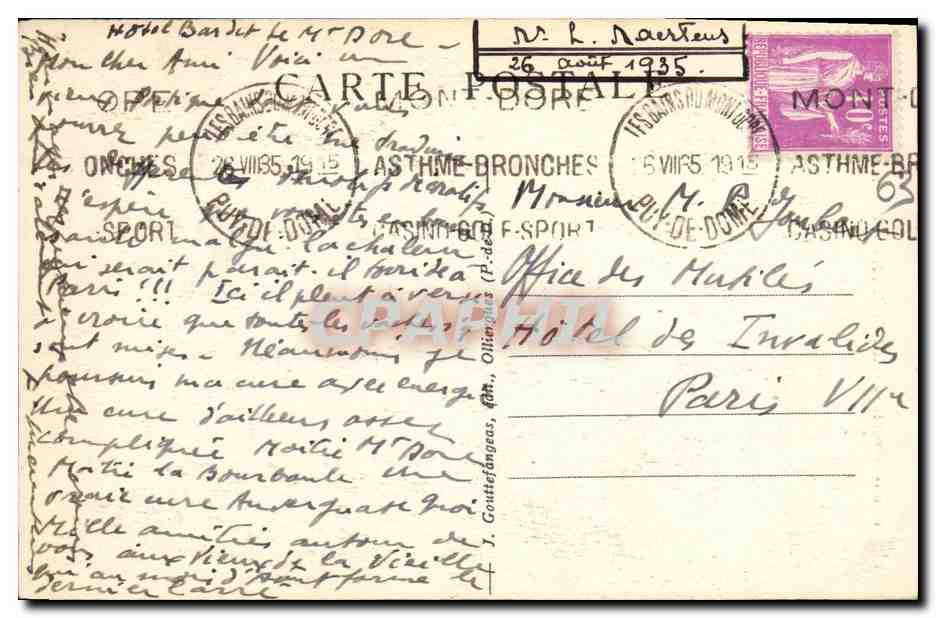 CPA Saint Sauves Vieux Portique — Rückseite