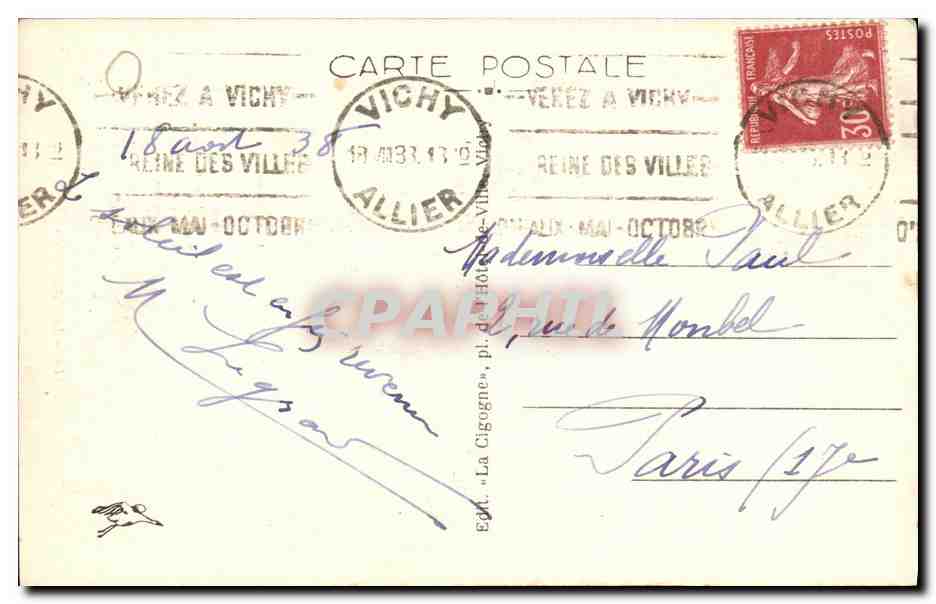 Le Cabrettaire — Types d'Auvergne — Éditeur La Cigogne, n°416 — Achterkant