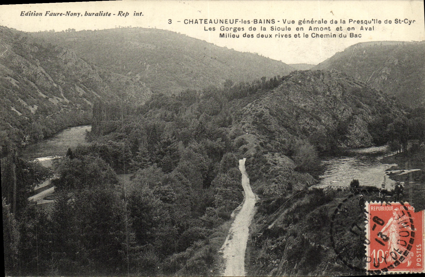 Châteauneuf-les-Bains — Les Gorges de la Sioule en Amont et en Aval — Édition Faure-Nony, buraliste - Rep. int.