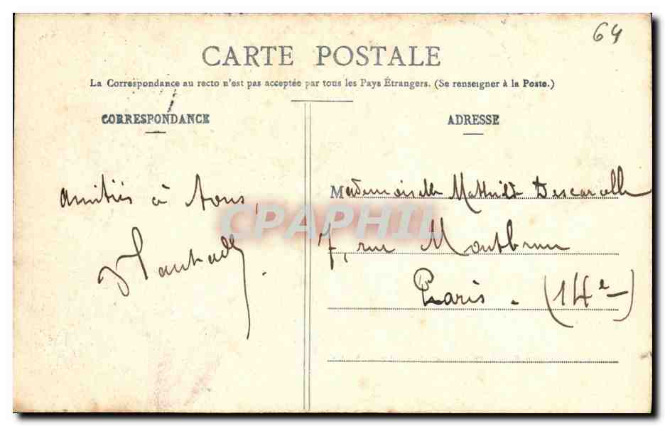 CPA Biarritz Pittoresque Grande plage et l hotel Victoria — Verso
