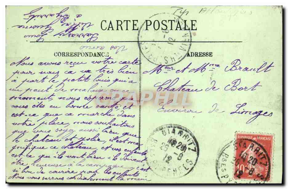 CPA Biarritz Lre Rocher De La Vierge Et La Passereile — Verso
